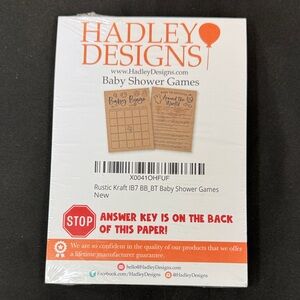 Hadley Designs Baby Shower Games Rustic Kraft paper baby shower games answer key